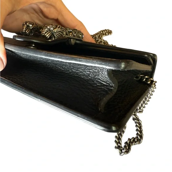 Gucci Dionysus mini bag in blk leather crystal closure crossbody shoulder clutch - Picture 12 of 15